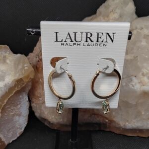 Lauren Ralph Lauren Gold Hoop Earrings with Green Accents